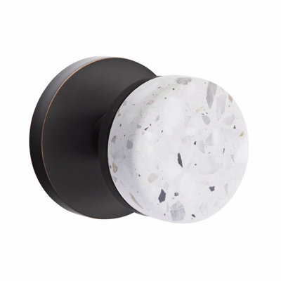 Ensemble de boutons de confidentialité Emtek Select, rosette à disque, tige conique, bouton Terrazzo clair, CF