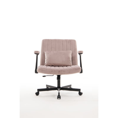 Pink Cross Office Chair With And 360 Swivel - Comfort For Home Study Relaxing | Larger Enhancement Armrest Wheels Suitable Reading Adjustable Tilt Optimal
