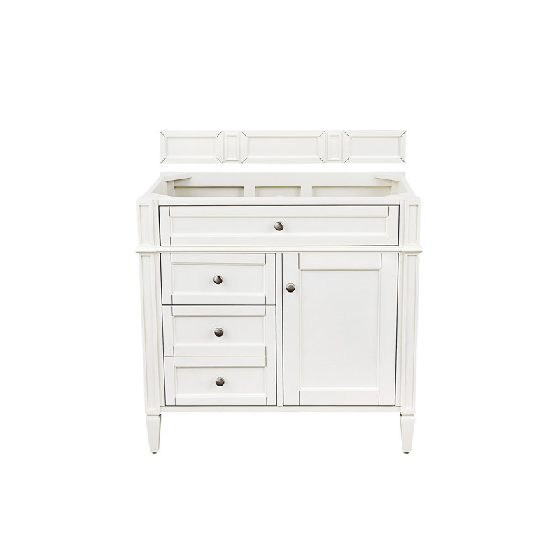 Brittany 36'' W Single Vanity, Carrara White, 8" Widespread, Pecan