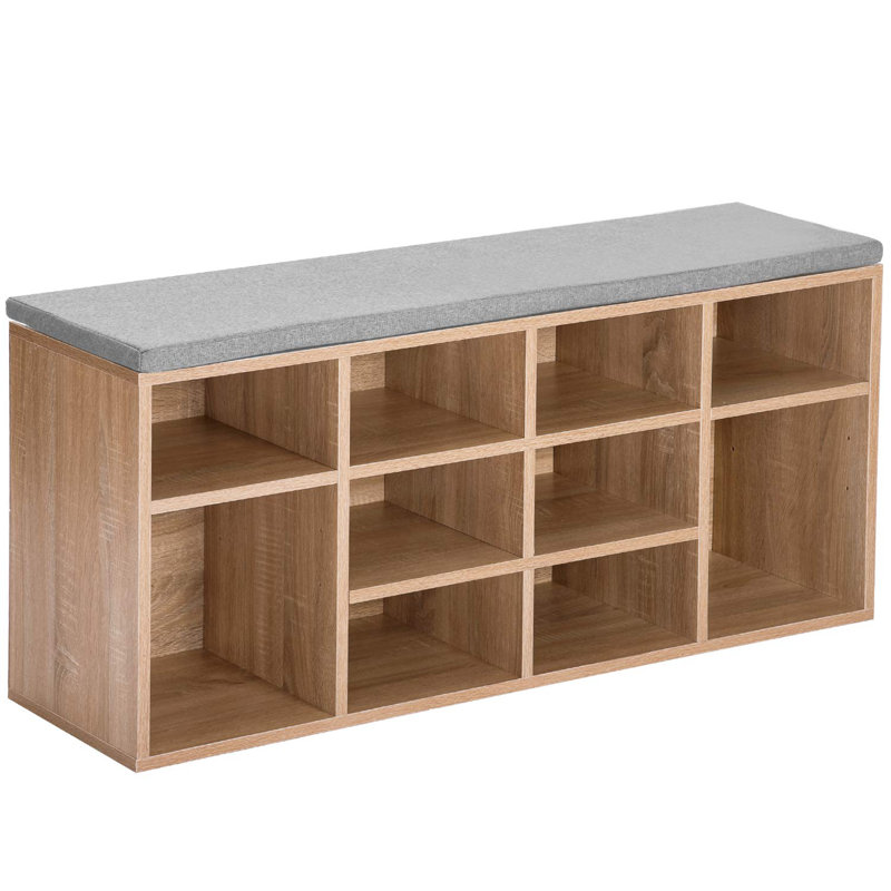 Upholstered Storage Bench, Oak
