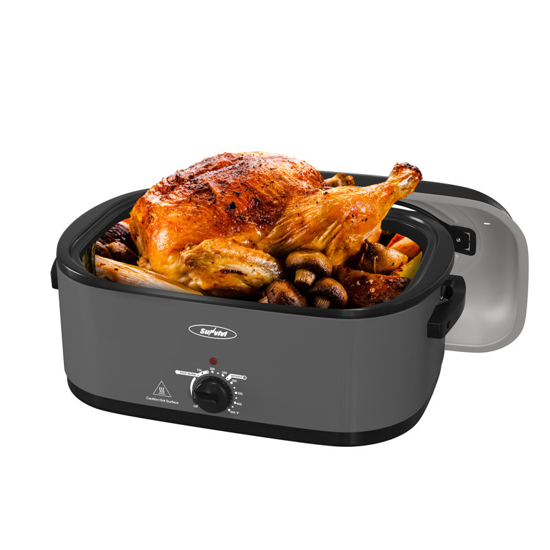 Electric Roaster Oven With Removable Pan, Gray