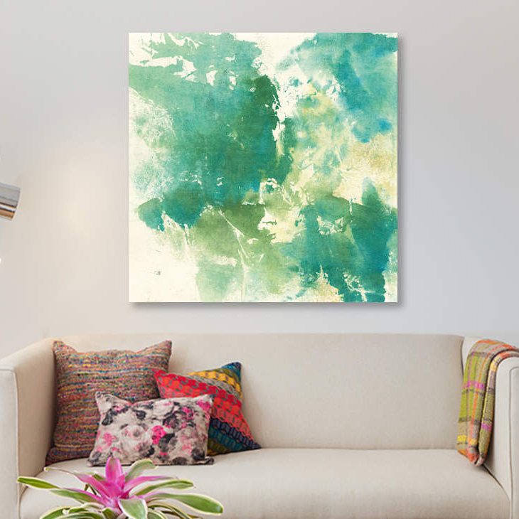 « mossy rock i », impression sur toile, H 18 po x l 18 po x P 1,5 po, Toile tendue, Pas de tapis