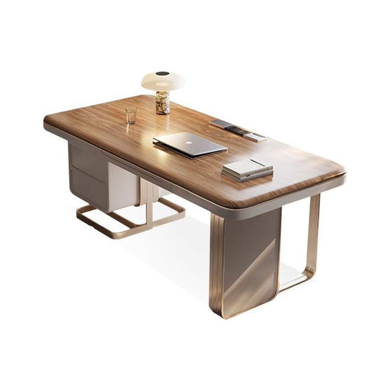Bureaux rectangulaires en bois manufacturé noyer, Retour à gauche, 29.53" H x 62.99" W x 27.56" D