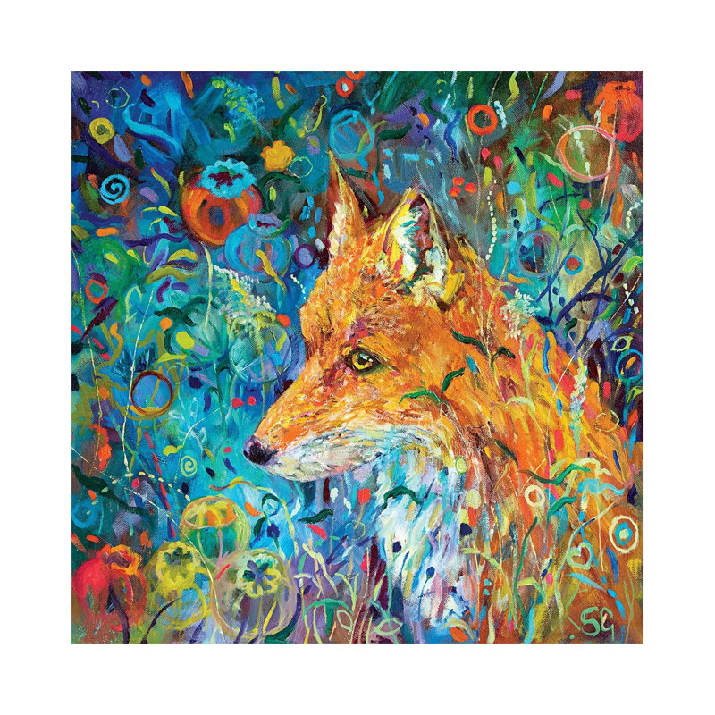 Poppyseed Fox 1 Piece Painting on Canvas, 30.48 cm H x 30.48 cm W, Wrapped Canvas