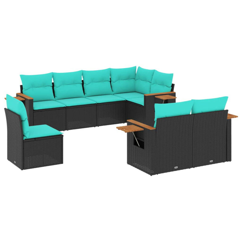 Patio Sofa Set Black, Blue