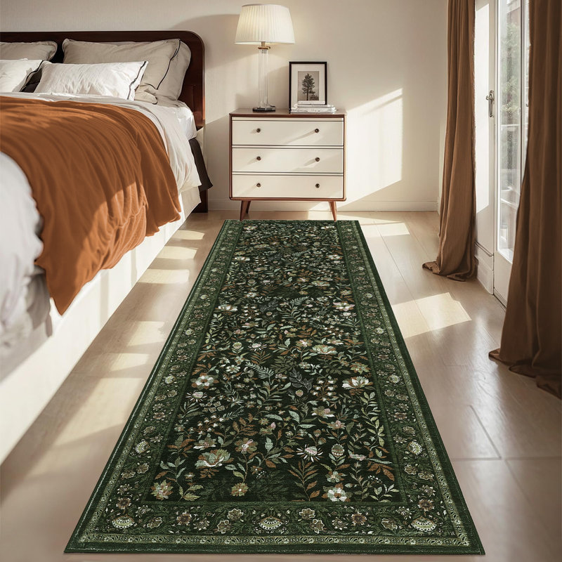 Tapis lavable à la machine Botanical Flora, Tapis de couloir 2 pi x 6 pi