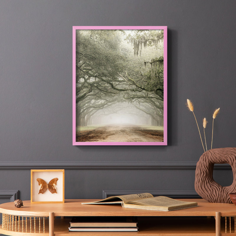 Plantation Drive Framed Print - Solid Wood, 14" H x 11" W, Black