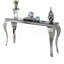 Table de canapé 1 pièce avec plateau en verre noir et pieds de style cabriole en acier inoxydable-212817650