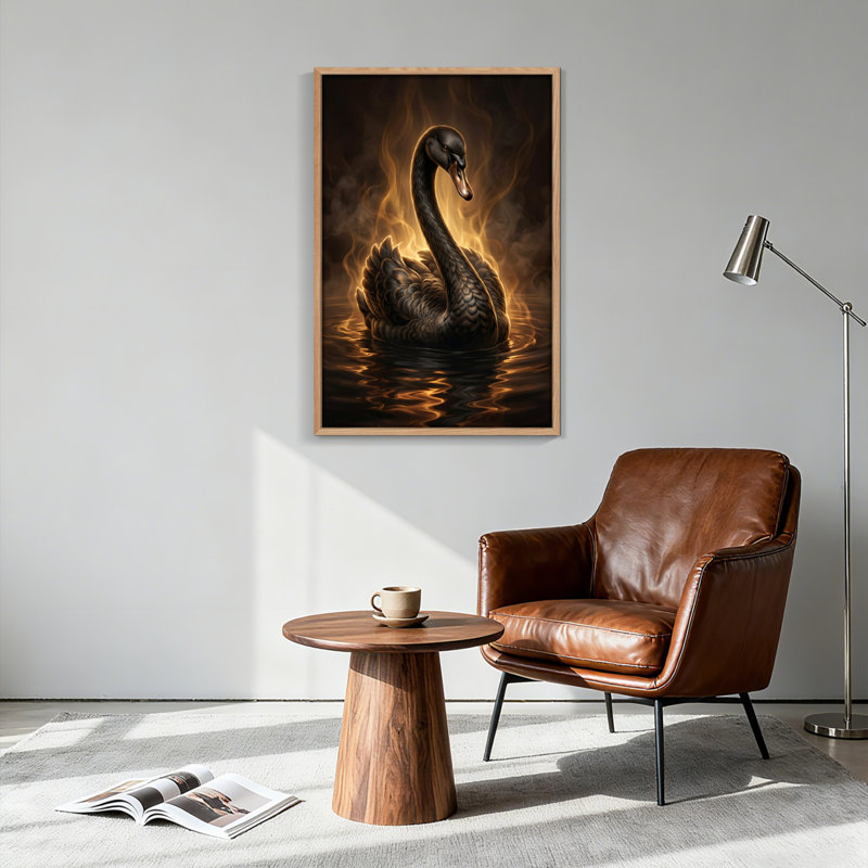 Ensemble de 1 tableau sur toile Cygne noir, 48"H x 32"W, Natural