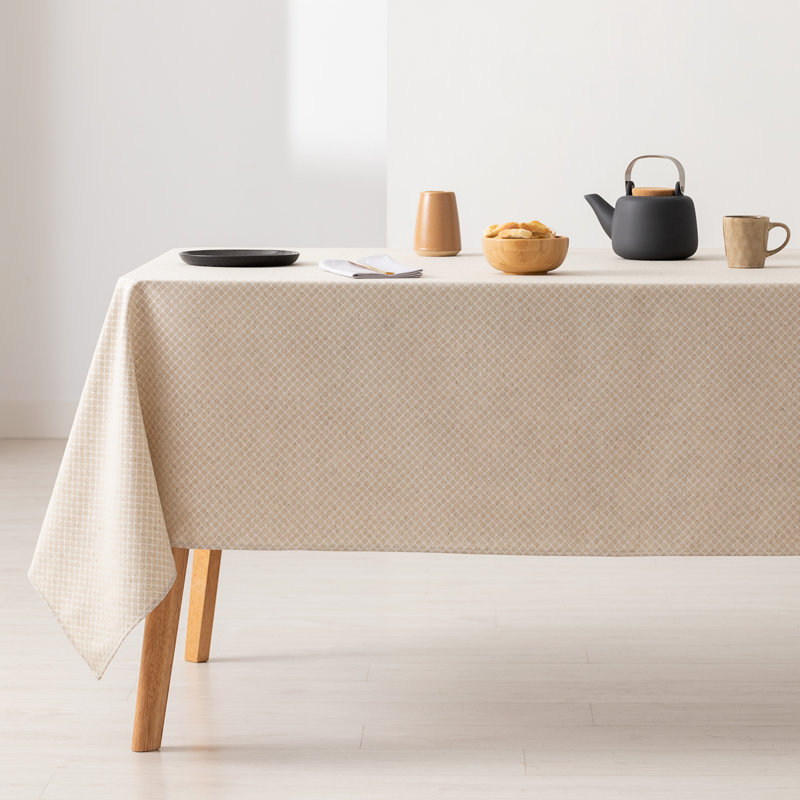 Anguilla Floral Cotton Tablecloth, 180cm W x 140cm L, Linen
