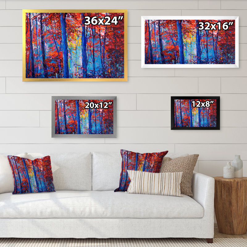 Paysage d'automne - reproduction de cadre photo sur toile, H 8 po x l 12 po x P 1 po, Cadre photo noir