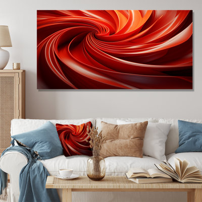 Orange et rouge abstrait spirale Dreamscape II - abstrait spirales murales