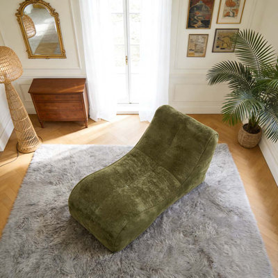 Soft beanbag chair with high resilience foam core for two people.