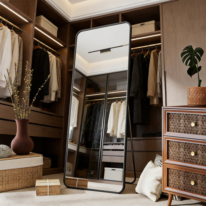 Full Length Mirror, Mirror Full Length With Stand, Floor Mirror With Aluminum Alloy Frame For Bedroom Living Room Entryway Vanity Room