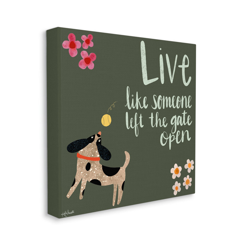 Motivation, humour de chien, citation florale par Katie Doucette, impression sur toile tendue, H 36 po x l 36 po x P 1,5 po
