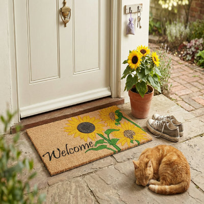 Tapis en fibre de coco avec accents en caoutchouc