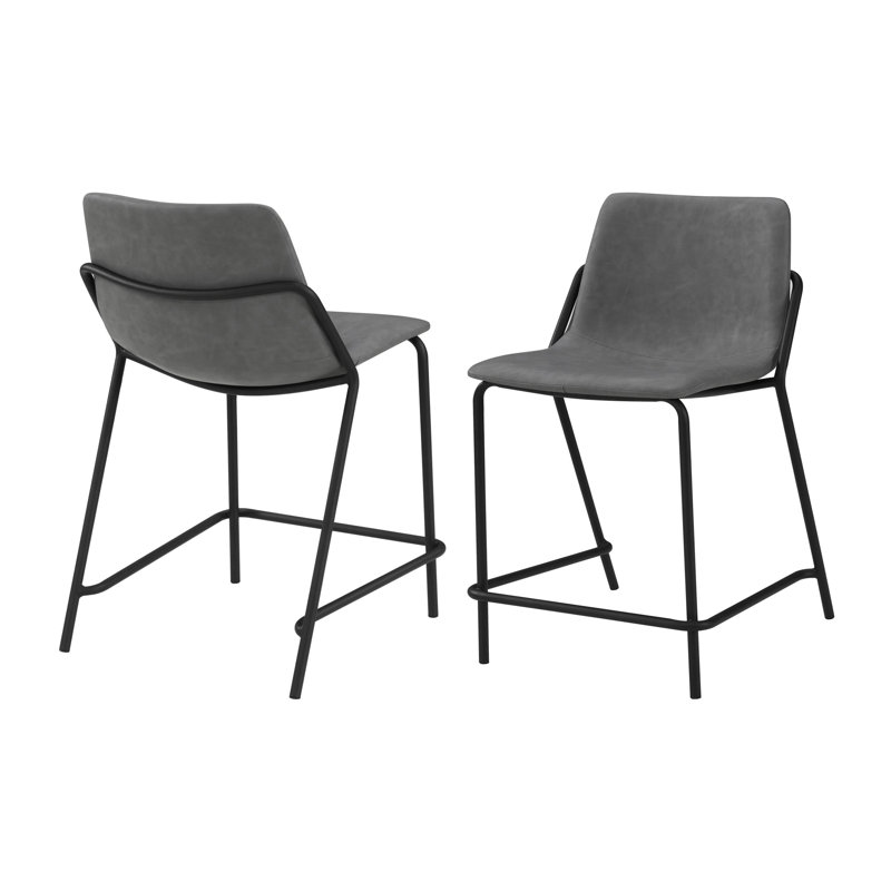Tabouret rembourré gris et noir Maffa, Très haute (assise de 35 po de hauteur)