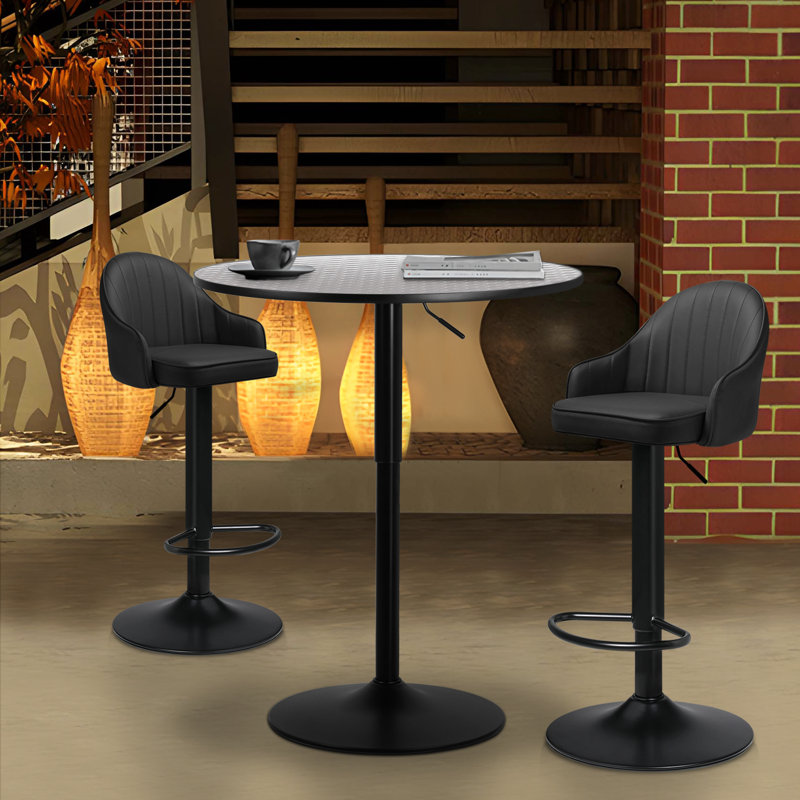 Arabellarose 2 - Person Pedestal Dining Set, Black, Sliver