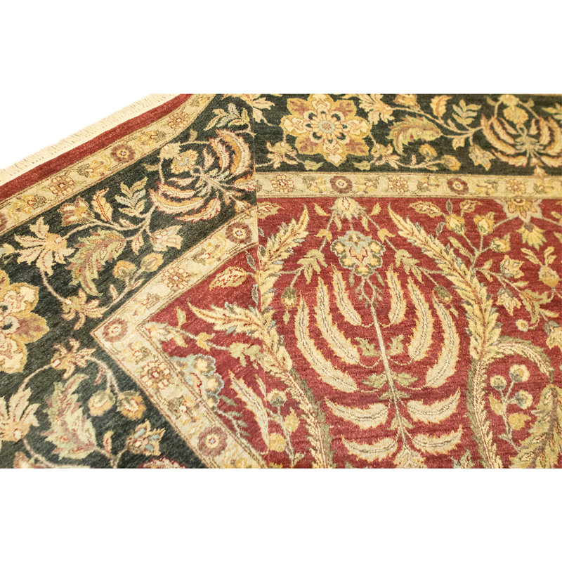 Tapis rouge et noir noué à la main de haute qualité