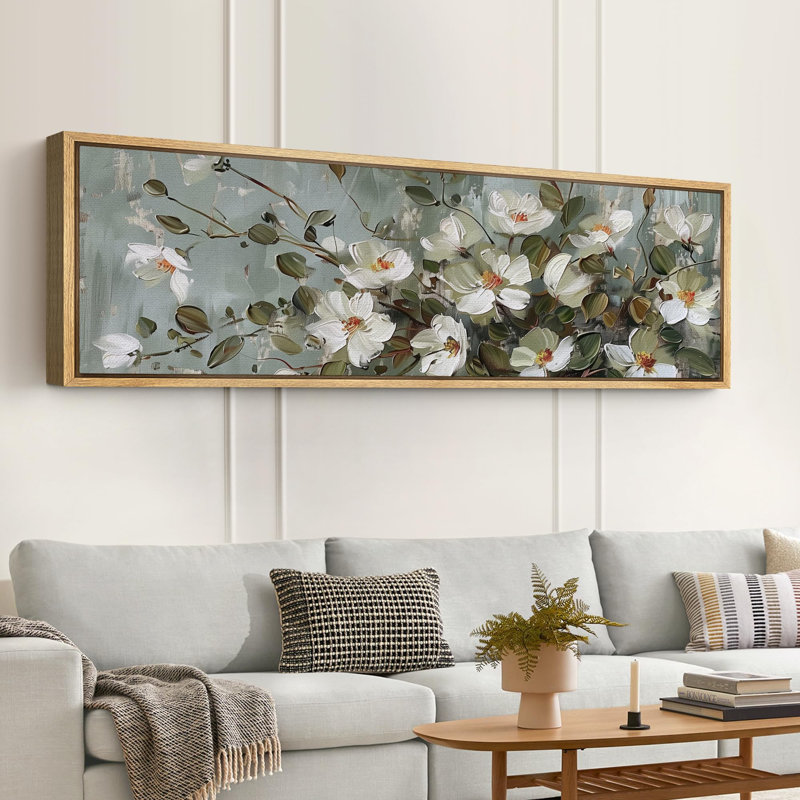 Flower Blossom Elegant Floral Serene Blossom, H 20 po x l 60 po, Naturel