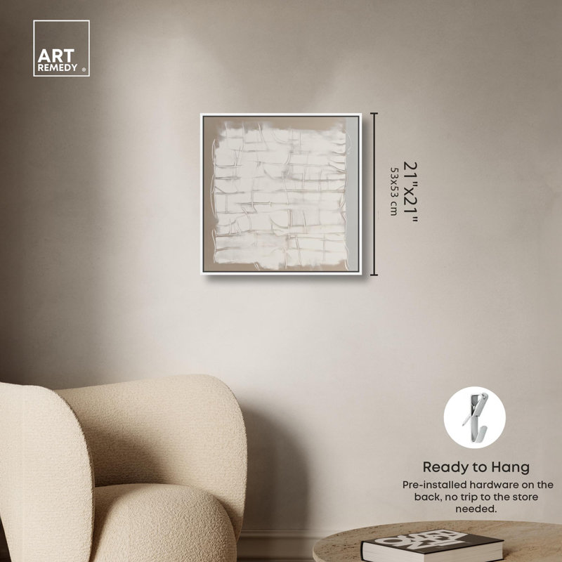Art sous-jacent, art mural Boho, H 21 po x l 21 po, Cadre flottant blanc