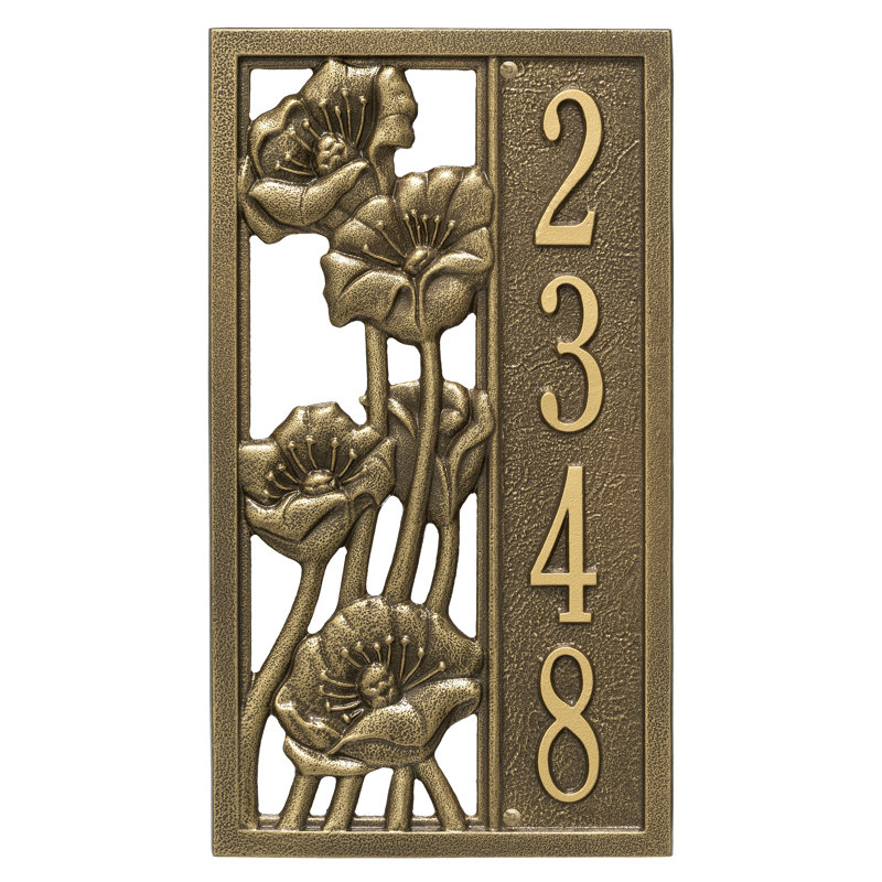 Plaque d'adresse murale sur 1 ligne personnalisable, Laiton antique, Oui
