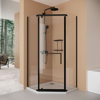36*36*72" Pivot Shower Door, With 1/4" (6MM) Tempered Glass, Frameless Neo-Angle Pivot Shower Enclosure In  For Bathroom Shower Door(NO INCLUDED Neo-Angle Shower Base )