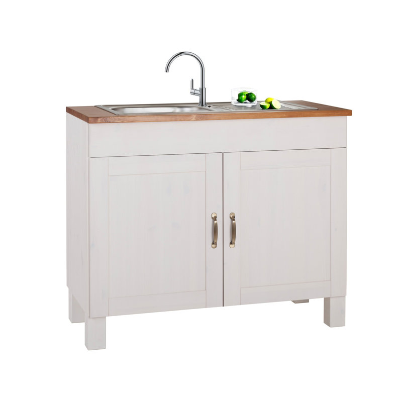 Martindale 100cm Single Bathroom Vanity Base Only, White/Honey