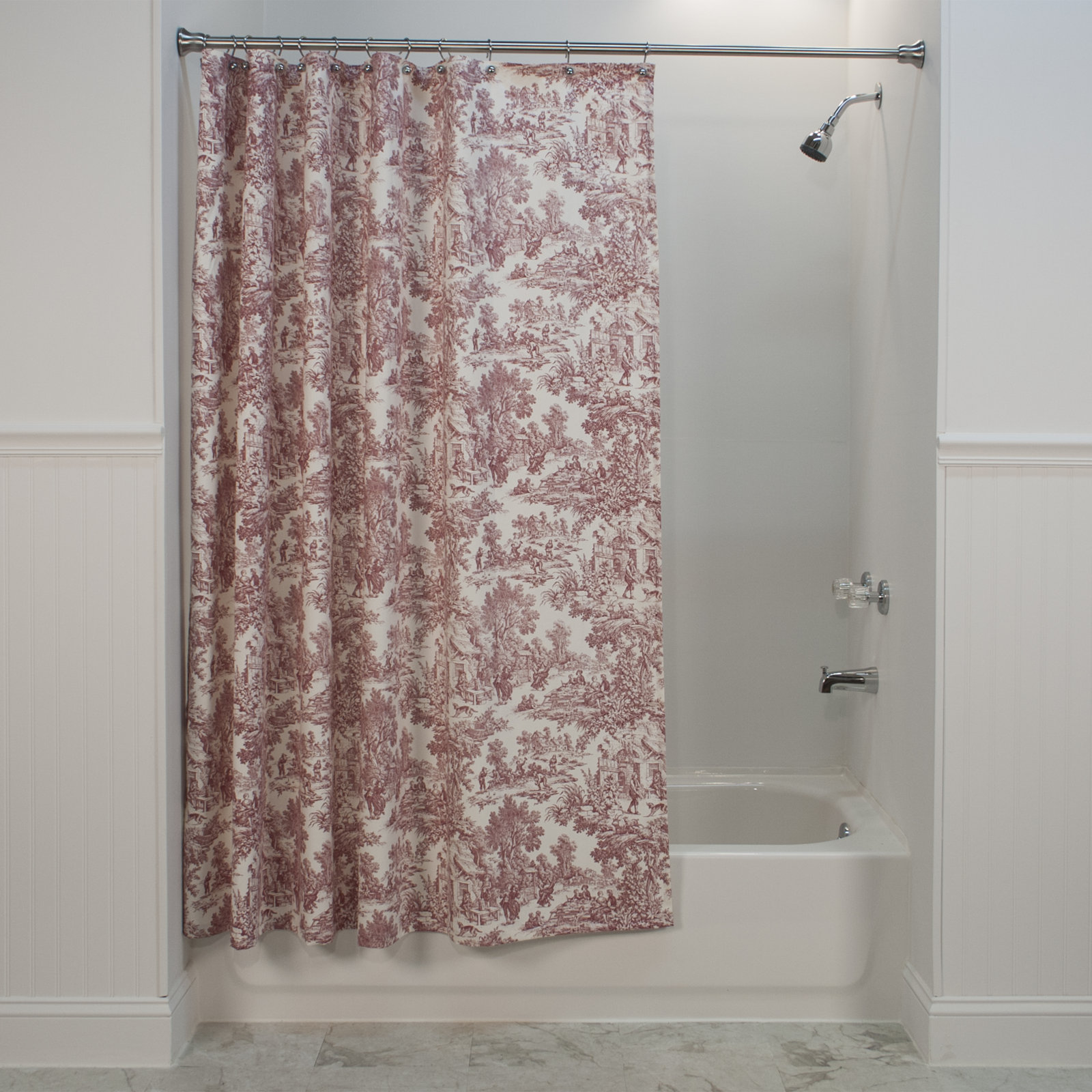 Amelie Cotton Shower Curtain, Red