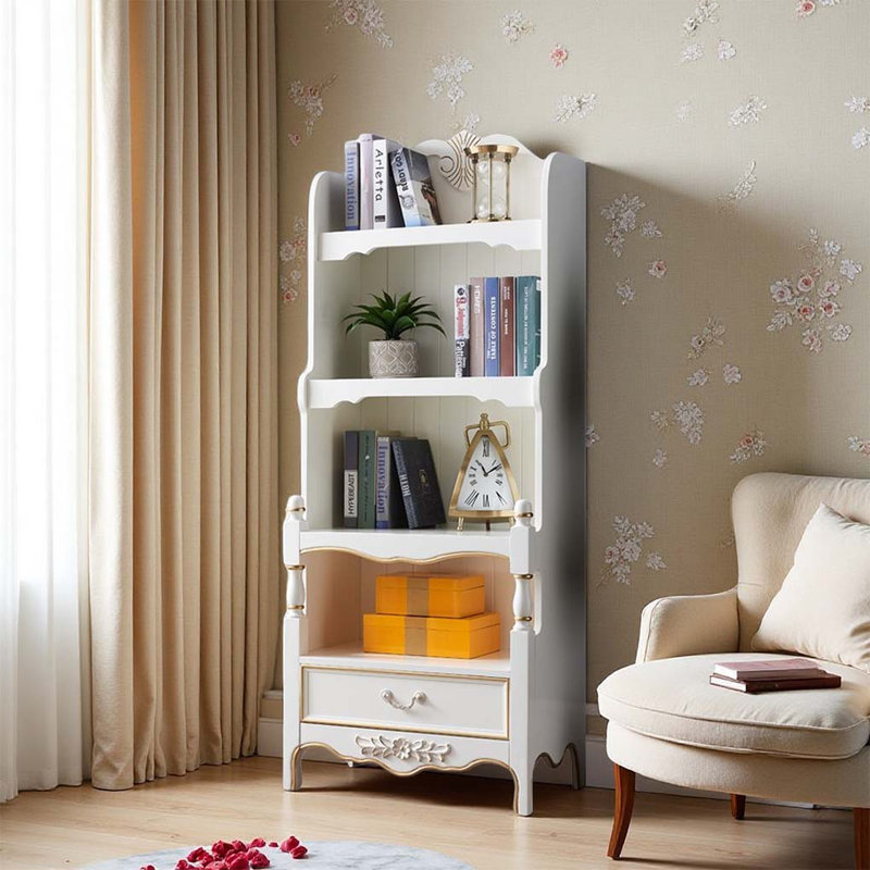 European style solid wood storage cabinet, White