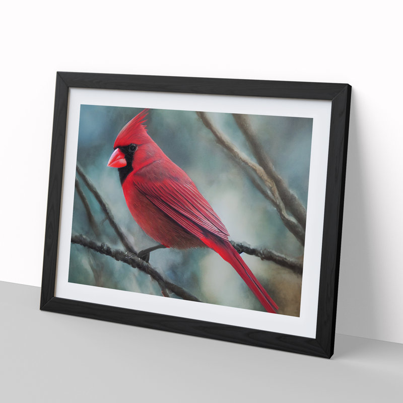Cardinal Bird Vol.5 - Single Picture Frame Print, Black Framed, 25cm H x 34cm W x 2cm D