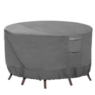 Housse pour table de patio ronde en polyuréthane 420D | Étanche toutes saisons avec évents et boucles - P 73 po x H 28 po