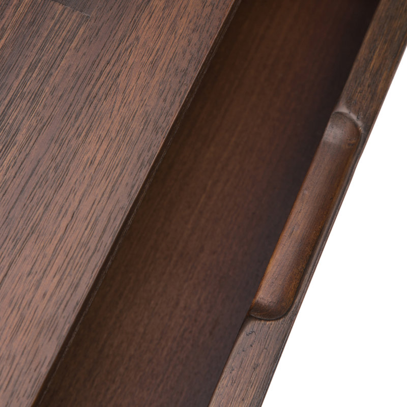 Charcoal Brown Acacia Wood Desk with Drawer and Keyboard Tray
