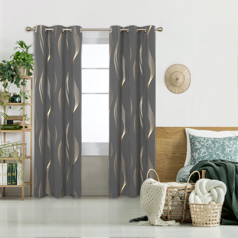 Paire de rideaux Givonni, L 42 po x L 84 po, Gris foncé