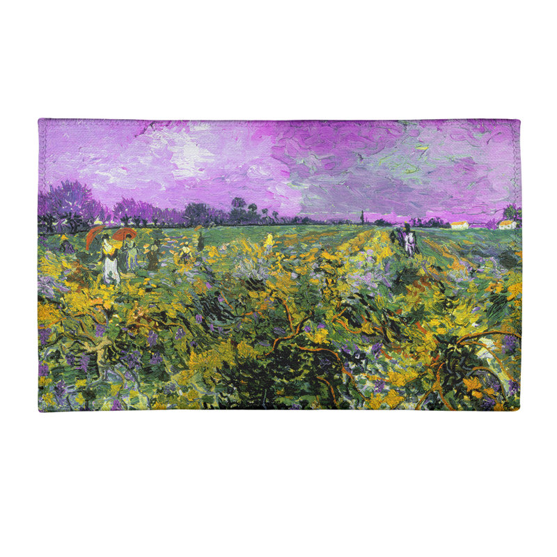 Tapis vineyard avec bleu ciel/mauve/jaune, Rectangle 3 pi x 5 pi