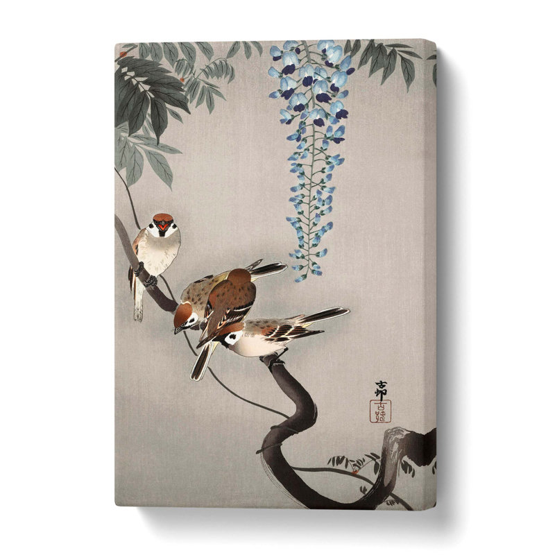 Sparrows at Wisteria by Ohara Koson - Wrapped Canvas, 76.2 cm H x 50.8 cm W