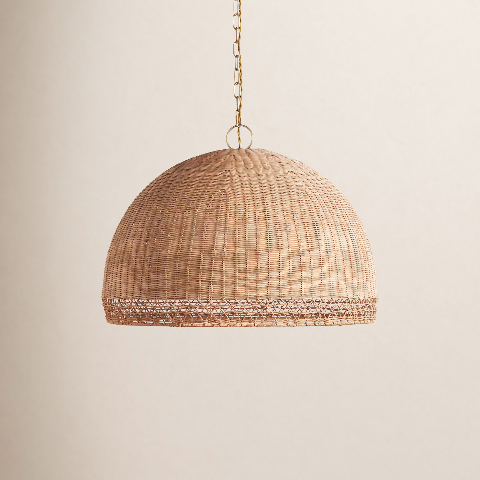 Augusta Rattan/Wicker Dimmable Pendant, 1, 14"H x 22.25"W x 22.25"D