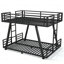 Lit superposé double au-dessus de double avec 2 échelles latérales, lit superposé en métal avec pieds de support spéciaux, lit superposé à profil bas-133037911