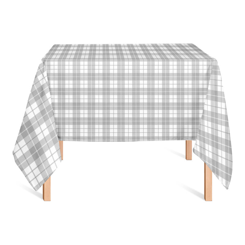 Abdul-Haqq Plaid Square Tablecloth, Gray