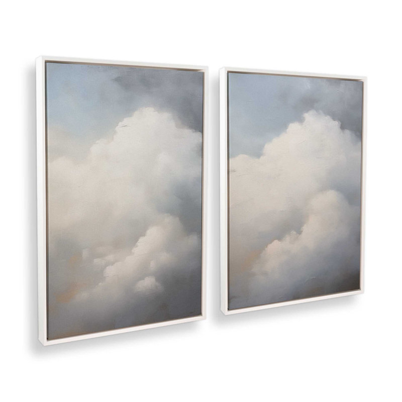 «Ocean Lullaby», ensemble de 2 toiles encadrées, Cadre flottant blanc opaque, H 18,75 po x l 25,5 po x P 1,75 po
