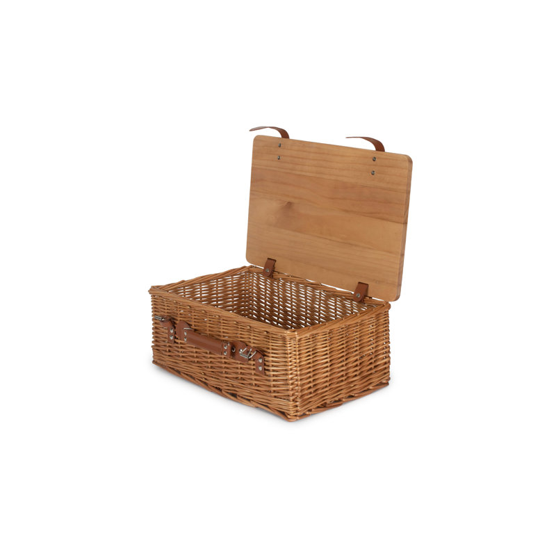 Wicker Gift or Storage Hamper Basket with Lid, 19cm H x 46cm W x 30cm D, Double Steamed