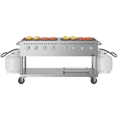 60 in. Commercial Mobile Outdoor Propane Gas Grill, ETL Listed in Stainless-Steel (KM-CGM-60)