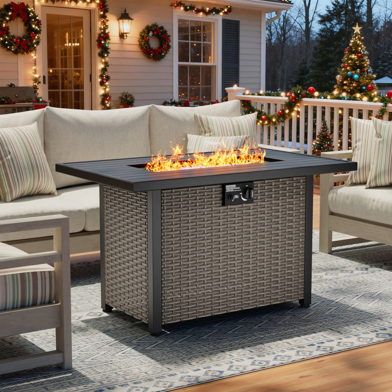 25" H x 27"W Outdoor Fireplace 50000 BTU Propane Gas Fire Pit Table, Gray