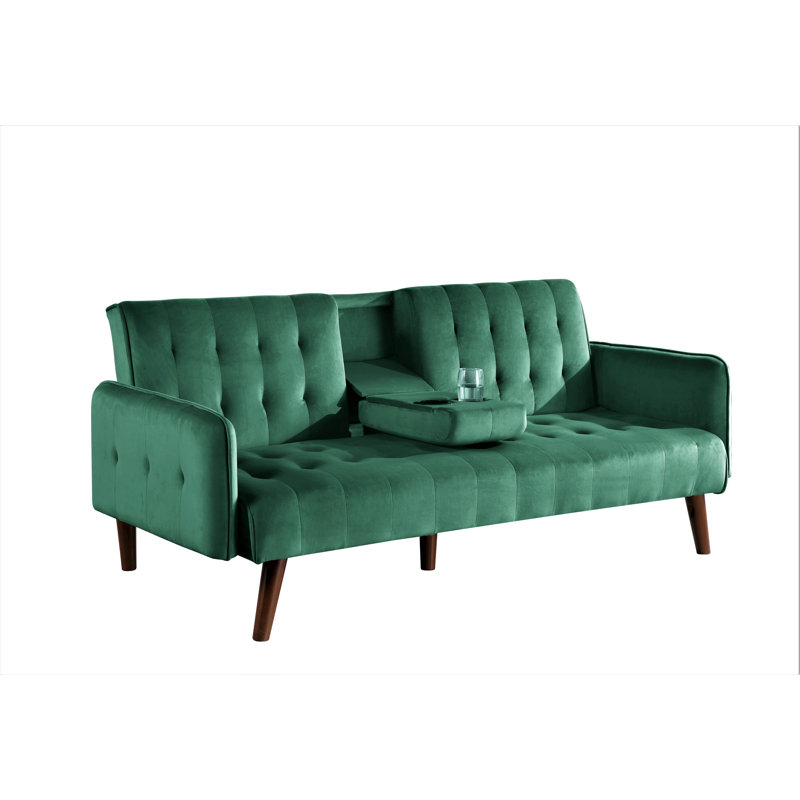 Cricklade 72'' Velvet Tufted Sleeper, Green