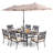 Aivo 6 - Person Rectangular Outdoor Patio Dining Set with Umbrella, Cushions & Pillows-1138485748
