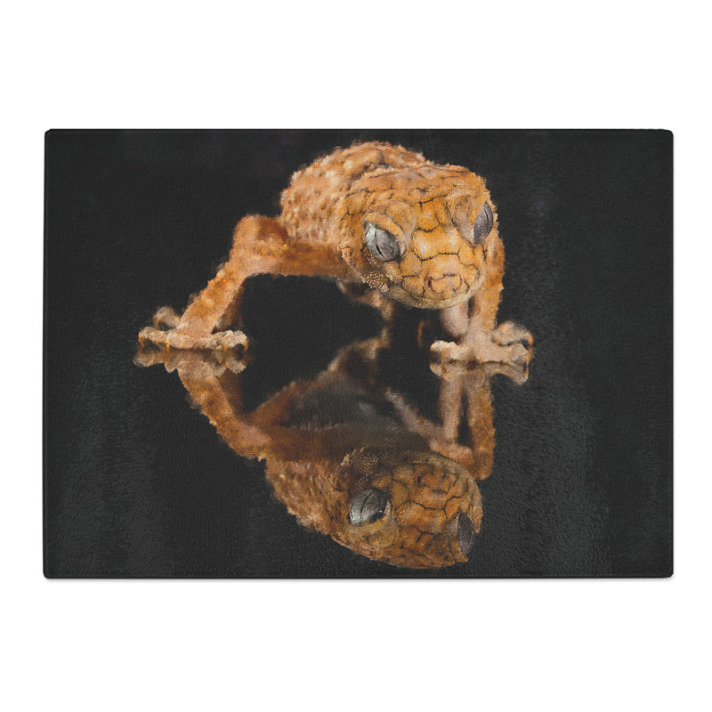 Rough Knob Gecko Lizard Painting Chopping Board, 0.4cm H x 28.5cm W x 39cm L