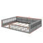 Lit plateforme tapissier en bois pleine grandeur avec garde-corps et coussin-673571437