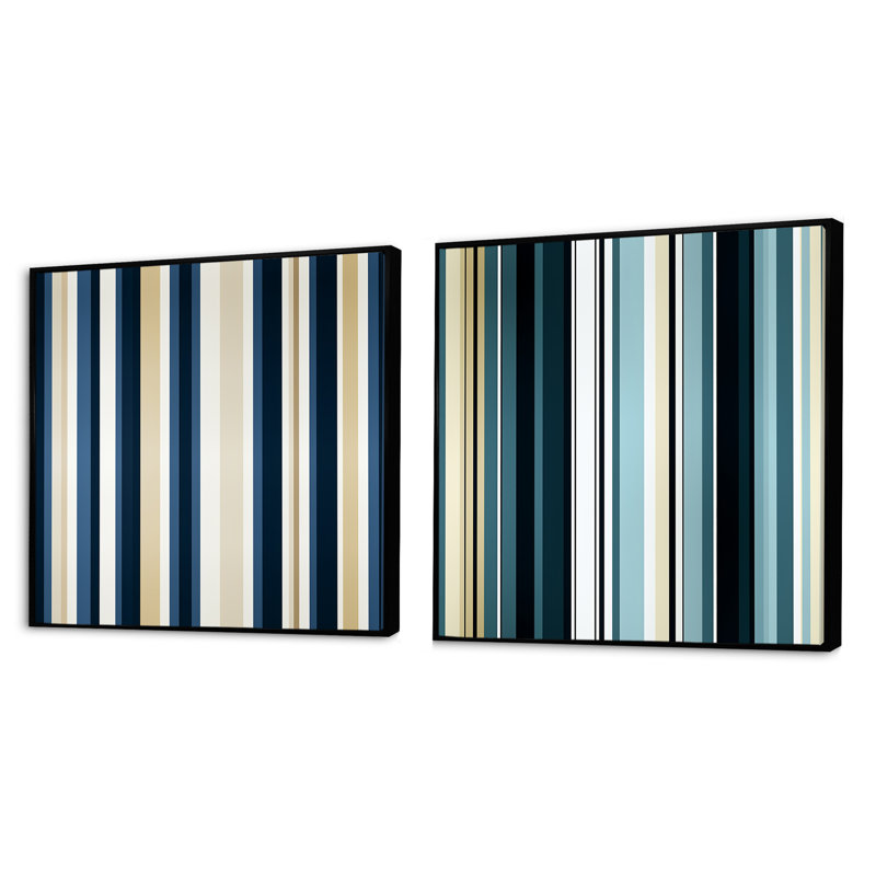 Rutland - Ensemble de 2 collages de formes carrées abstraites, Cadre flottant noir, H 36 po x l 73 po