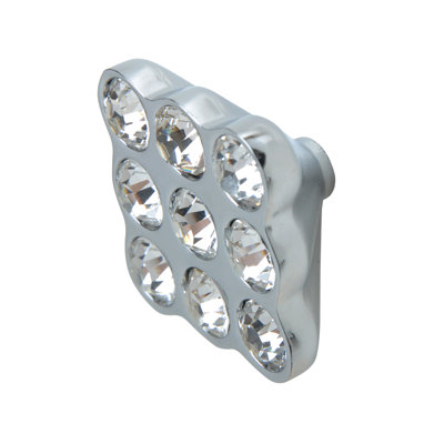 Utopia Alley Gleam 9 Crystal Cabinet Ring Pull Knob - Decorative Cabinet Drop Pull Knobs for Cabinets and Drawers - Vintage Cabinet Hardware with Hand Finished Polished Chrome - Metal Drawer Pull Knobs 1.6" (Set of 10)