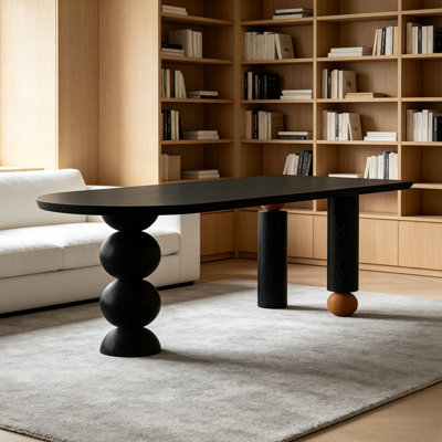 Creative Asymmetric Art Design Ash Wood Desk